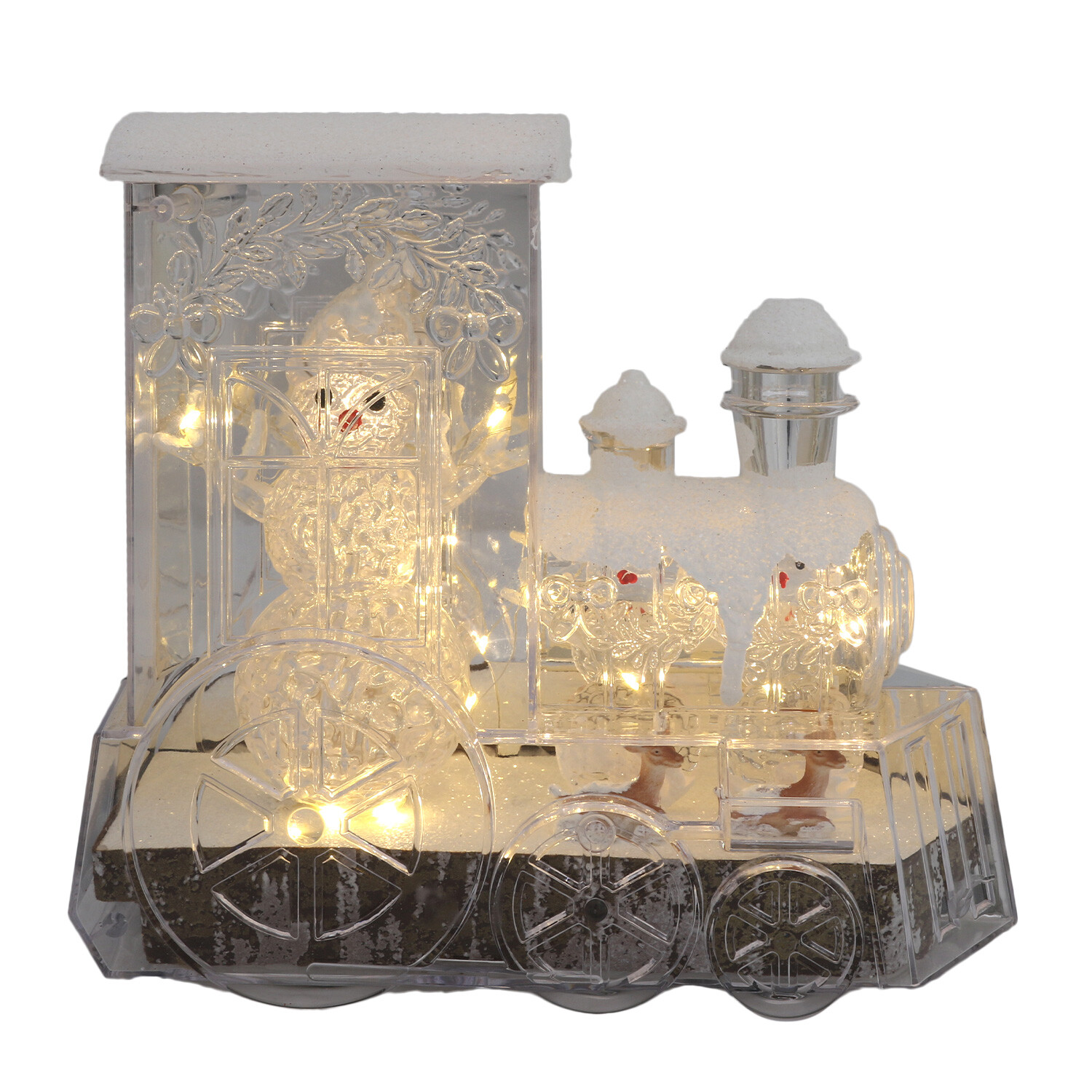 LED Train with Snowman Scene - Silver Image 2