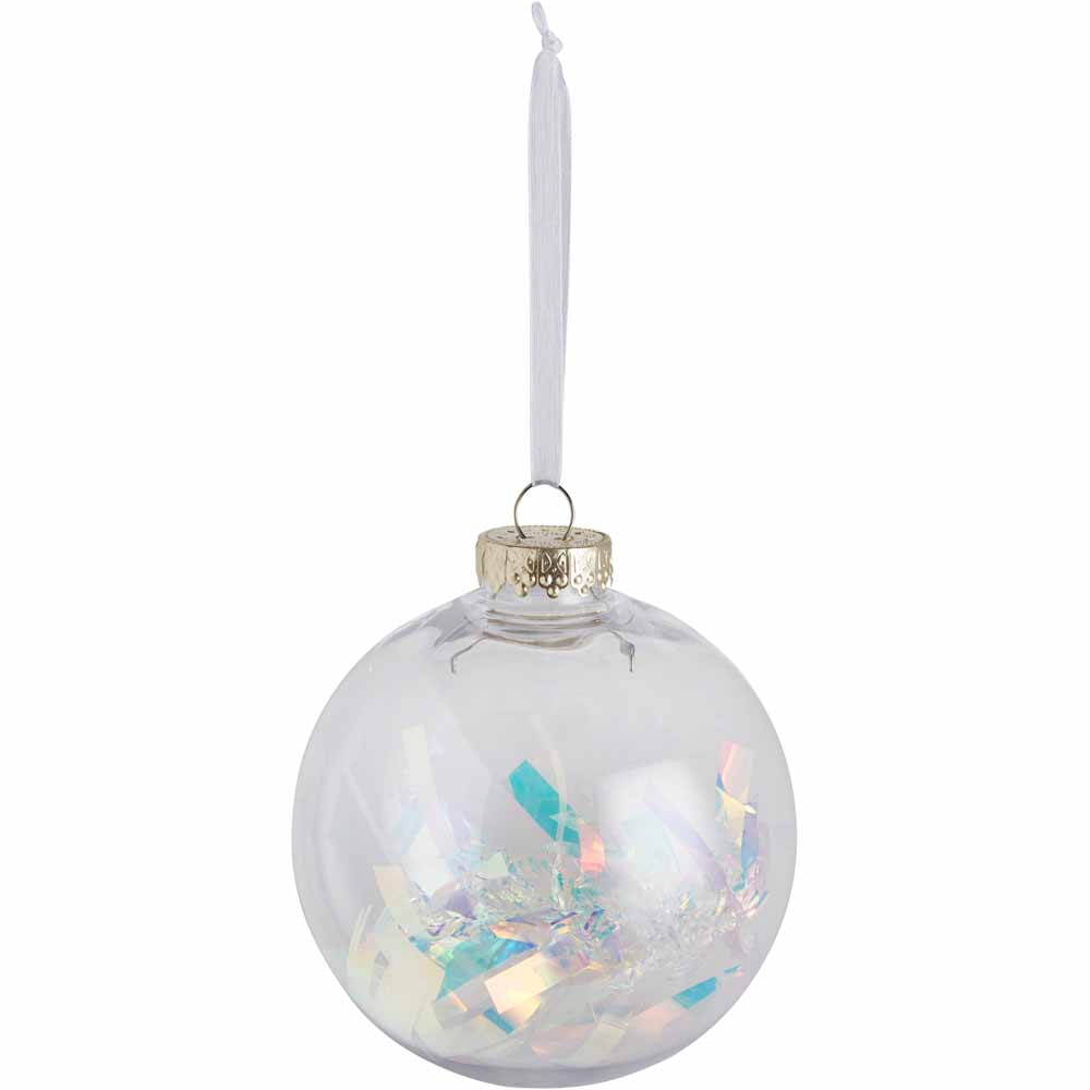 Wilko Glitters Encapsulated Tinsel Christmas Baubles 10cm 6 Pack Image 2