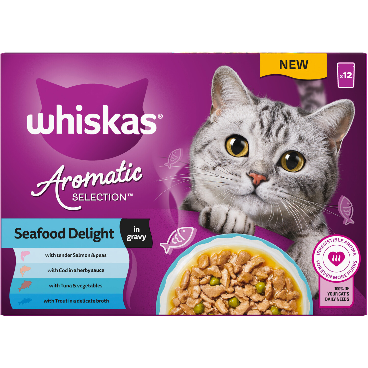 Whiskas Aromatic Cat Food in Gravy Brown 12 Seafood in Gravy Image 11