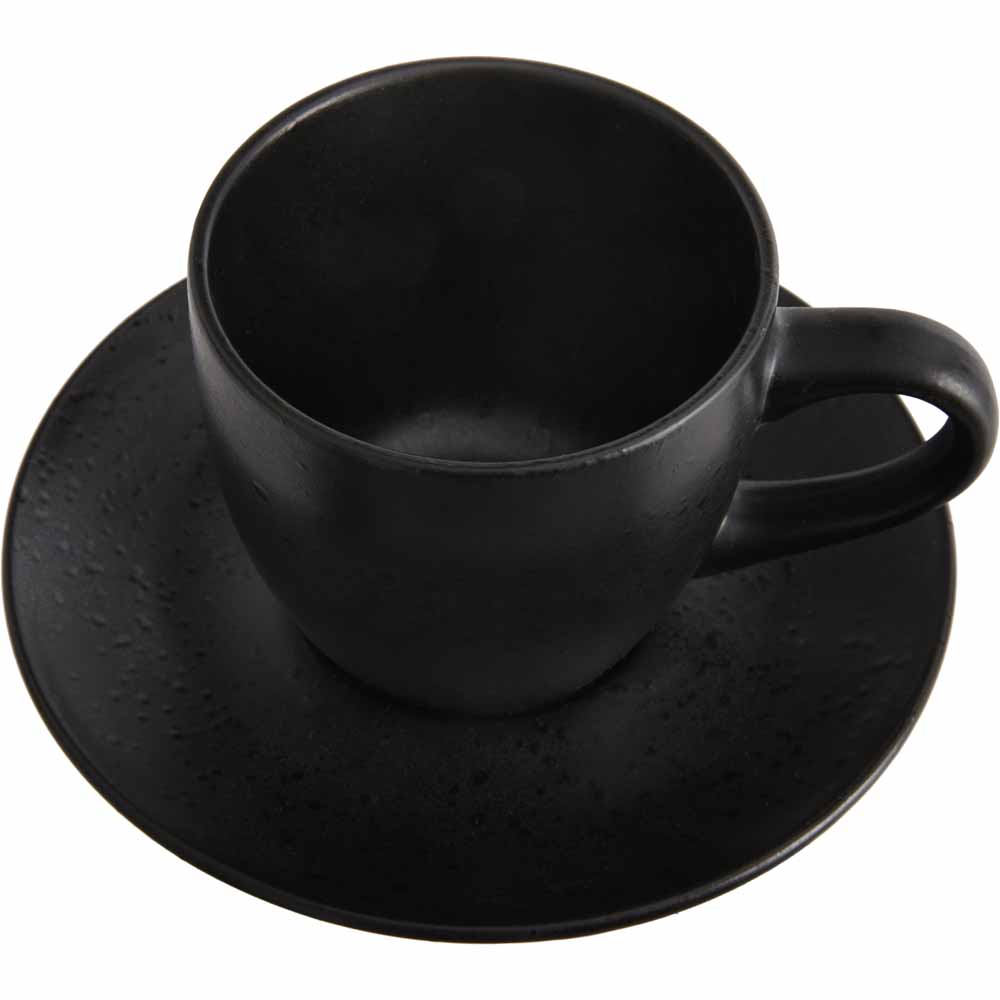 Wilko Black Fusion Cup & Saucer Image 2