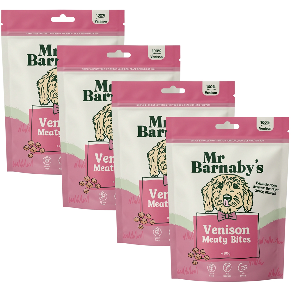 Mr Barnaby's Venison Meaty Bites Dog Treats 80g 4 Pack Image 1