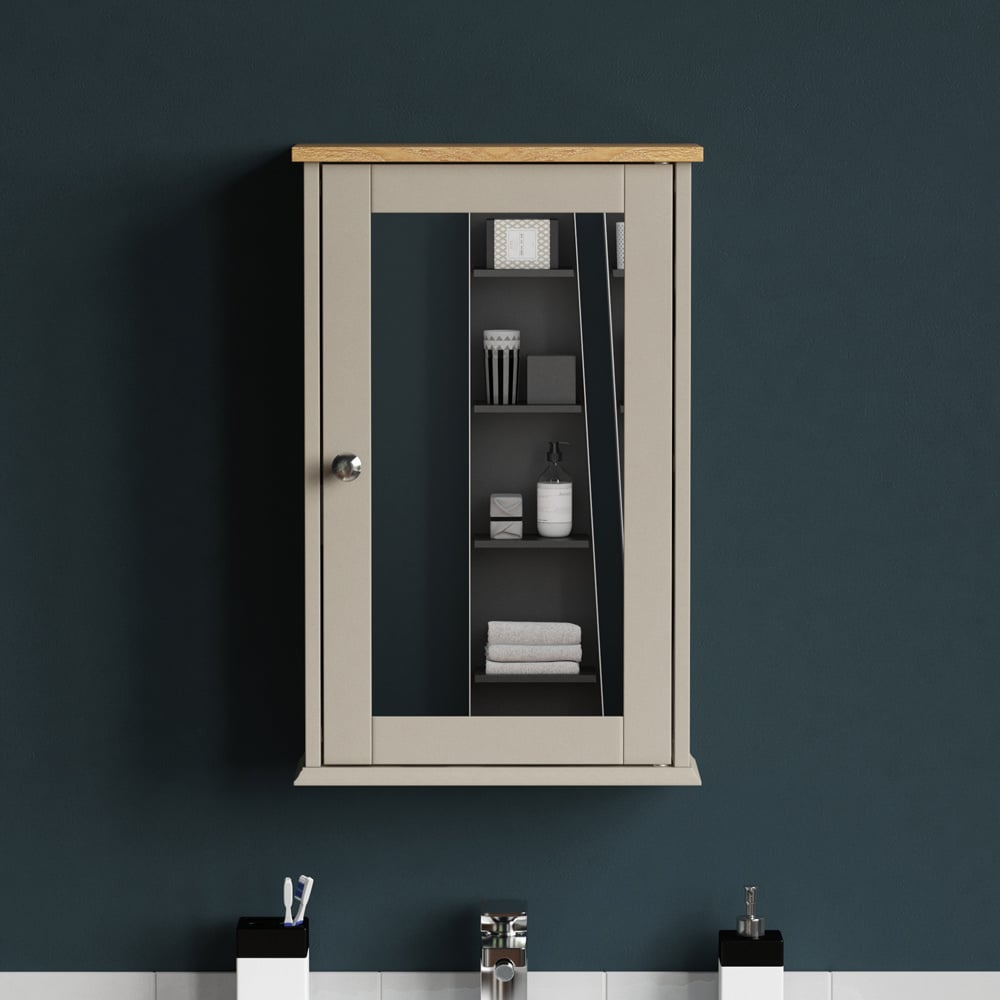 Bath Vida Priano Grey Single Door Mirror Bathroom Cabinet Image 5
