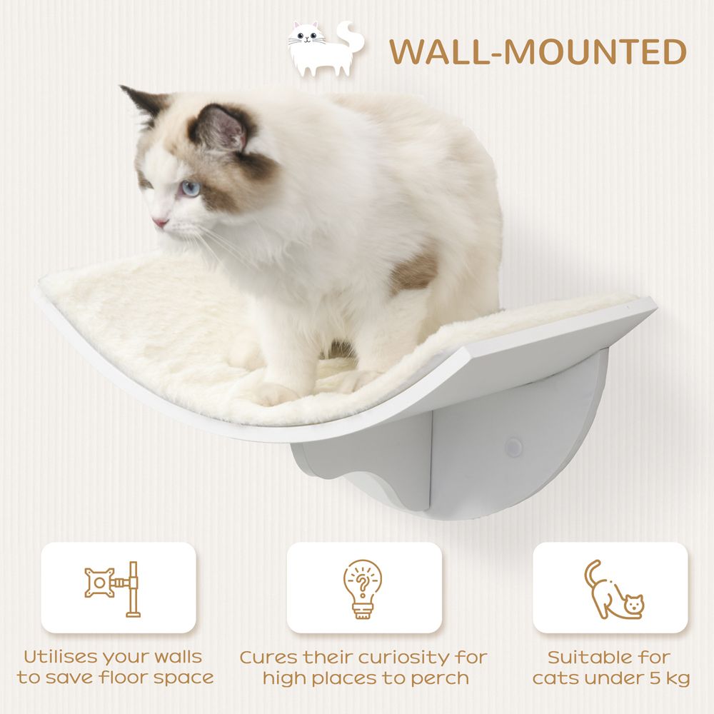 PawHut White Wall Mounted Shelf Perch Cat Bed Image 4