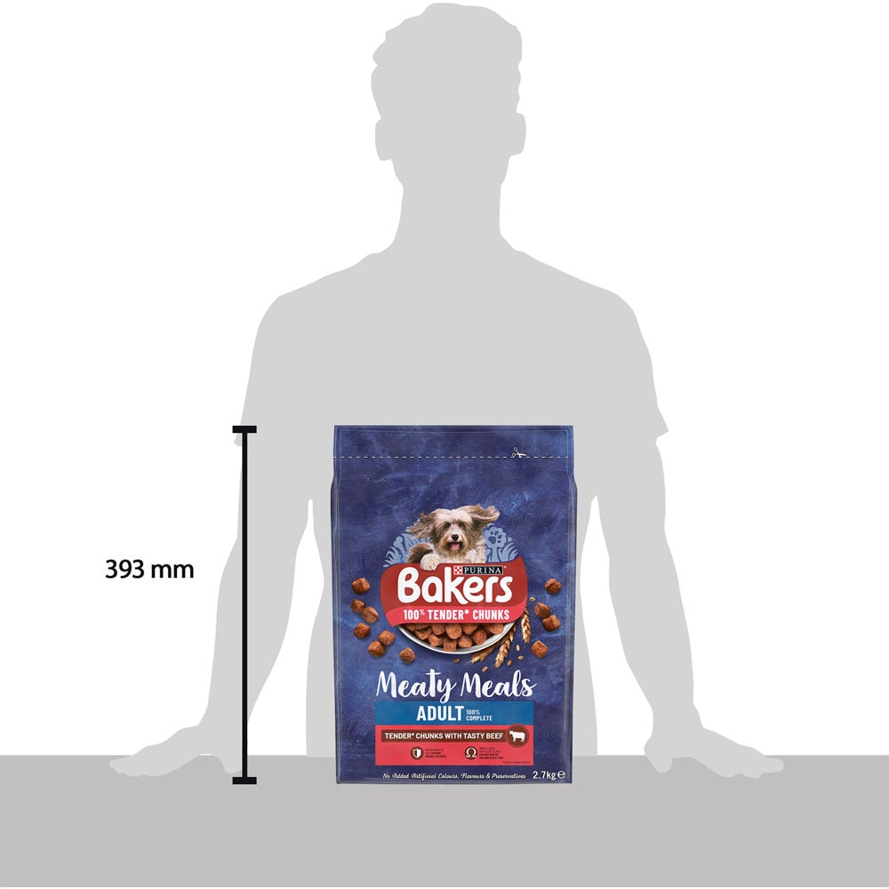 Purina Bakers Meaty Meals Beef Adult Dry Dog Food Case of 4 x 2.7kg Image 5