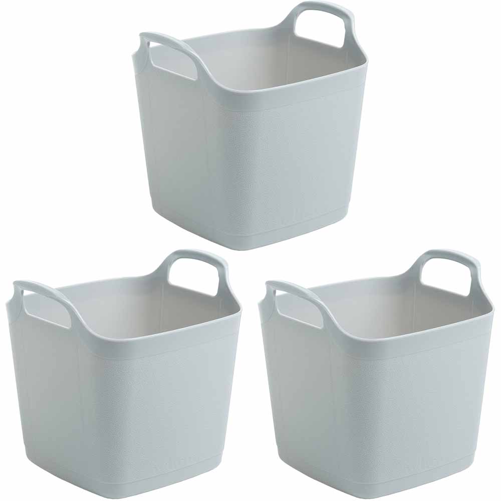 Wham Grey 8L Flexi-Store Square Tub Set of 4 Plastic  - wilko