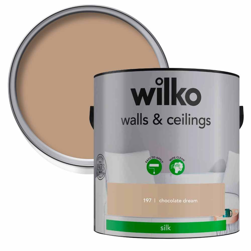 Wilko Walls & Ceilings Chocolate Dream Silk Emulsion Paint 2.5L Image 1