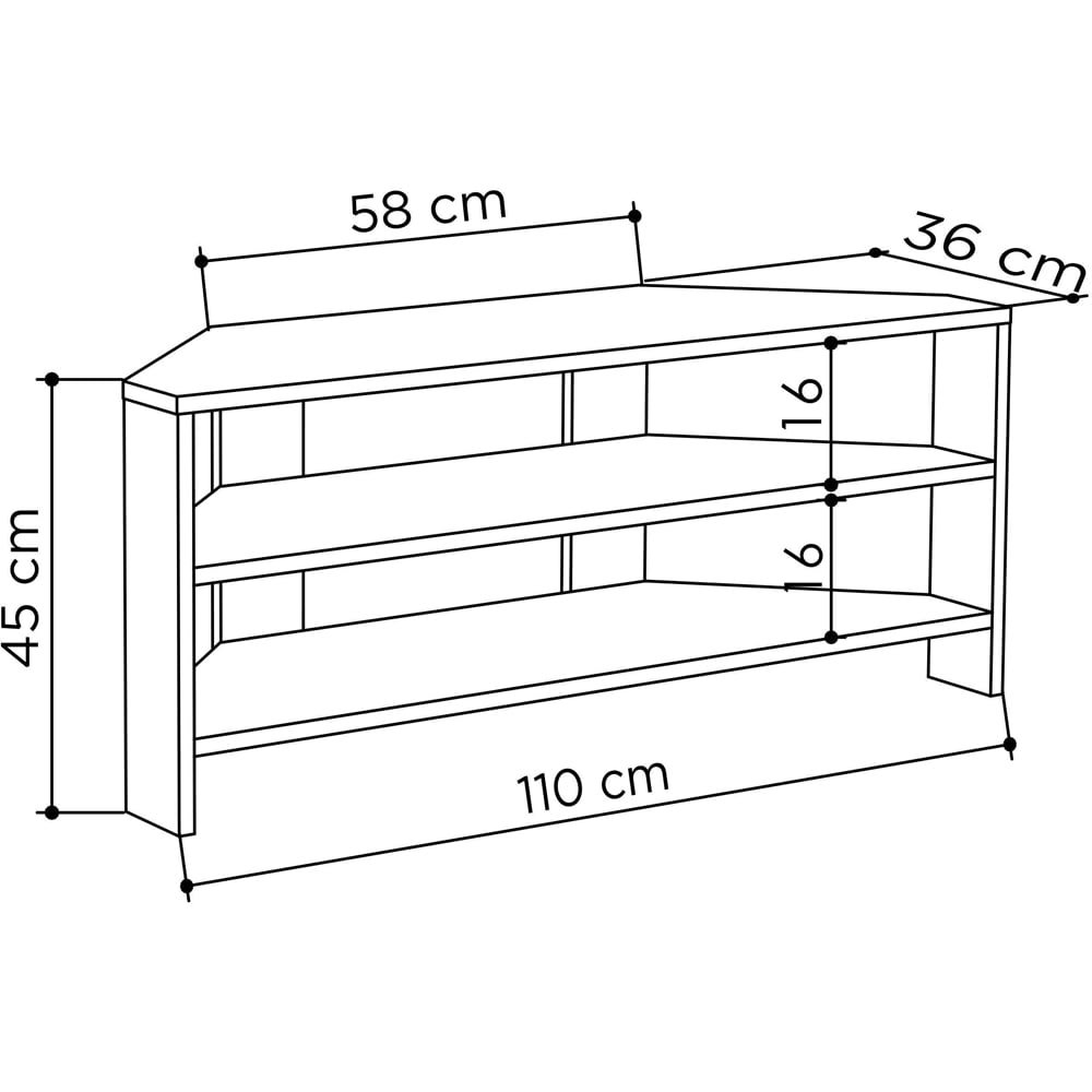 Decortie Thales 2 Shelf Black Bute Effect Corner Modern TV Unit Image 7