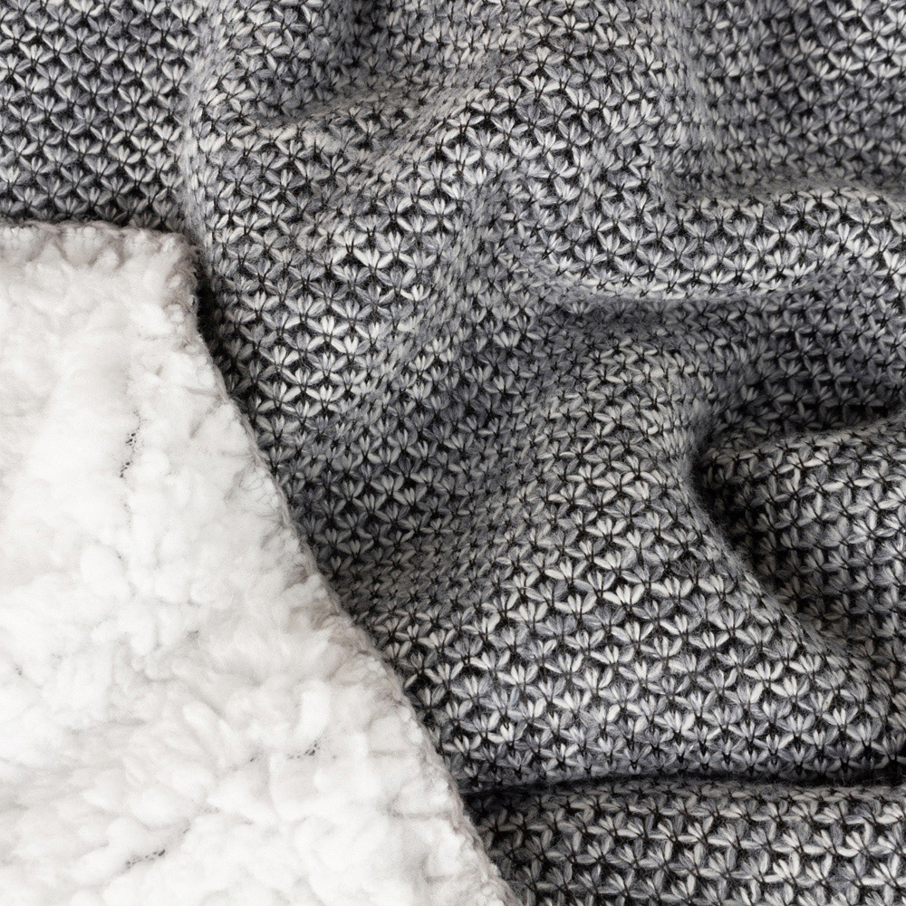 furn. Nurrel Grey Knitted Throw 130 x 180cm Image 3