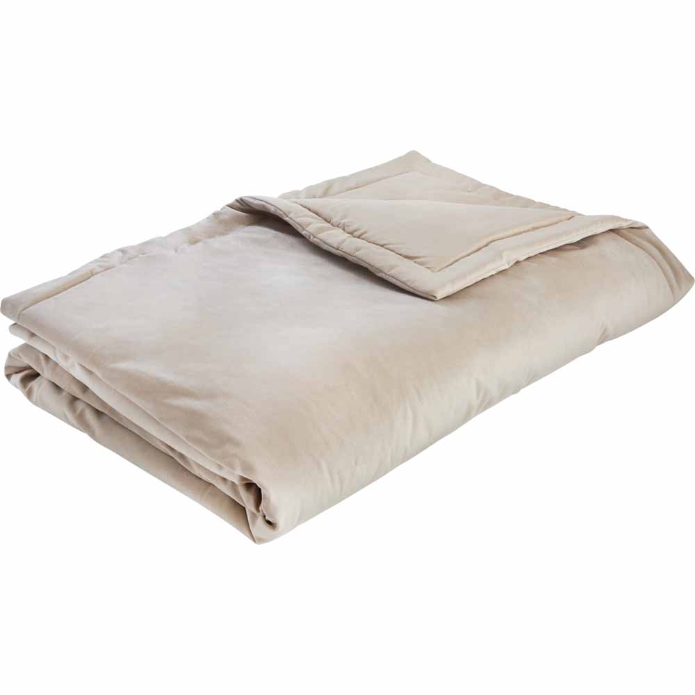 Wilko Beige Soft Velvet Throw 145 x 200cm Image 1