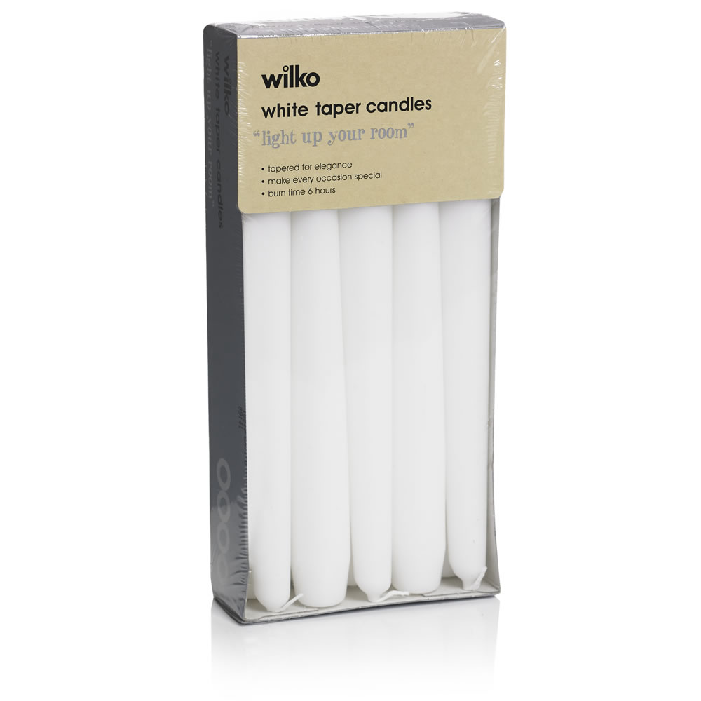 Wilko White Taper Candles 10 pack Image