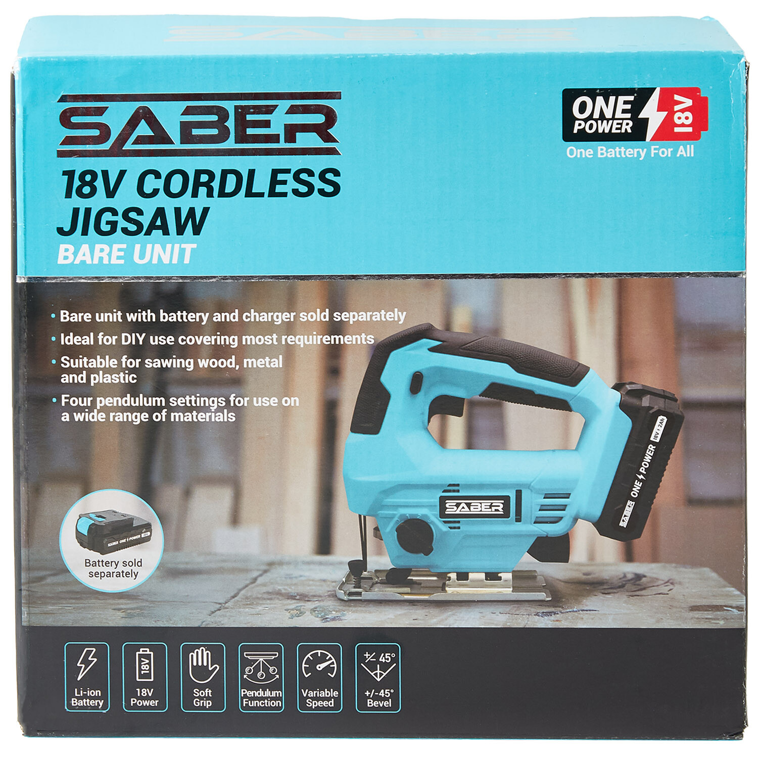 Saber 18V One Battery Cordless Jigsaw Bare Unit Image 2