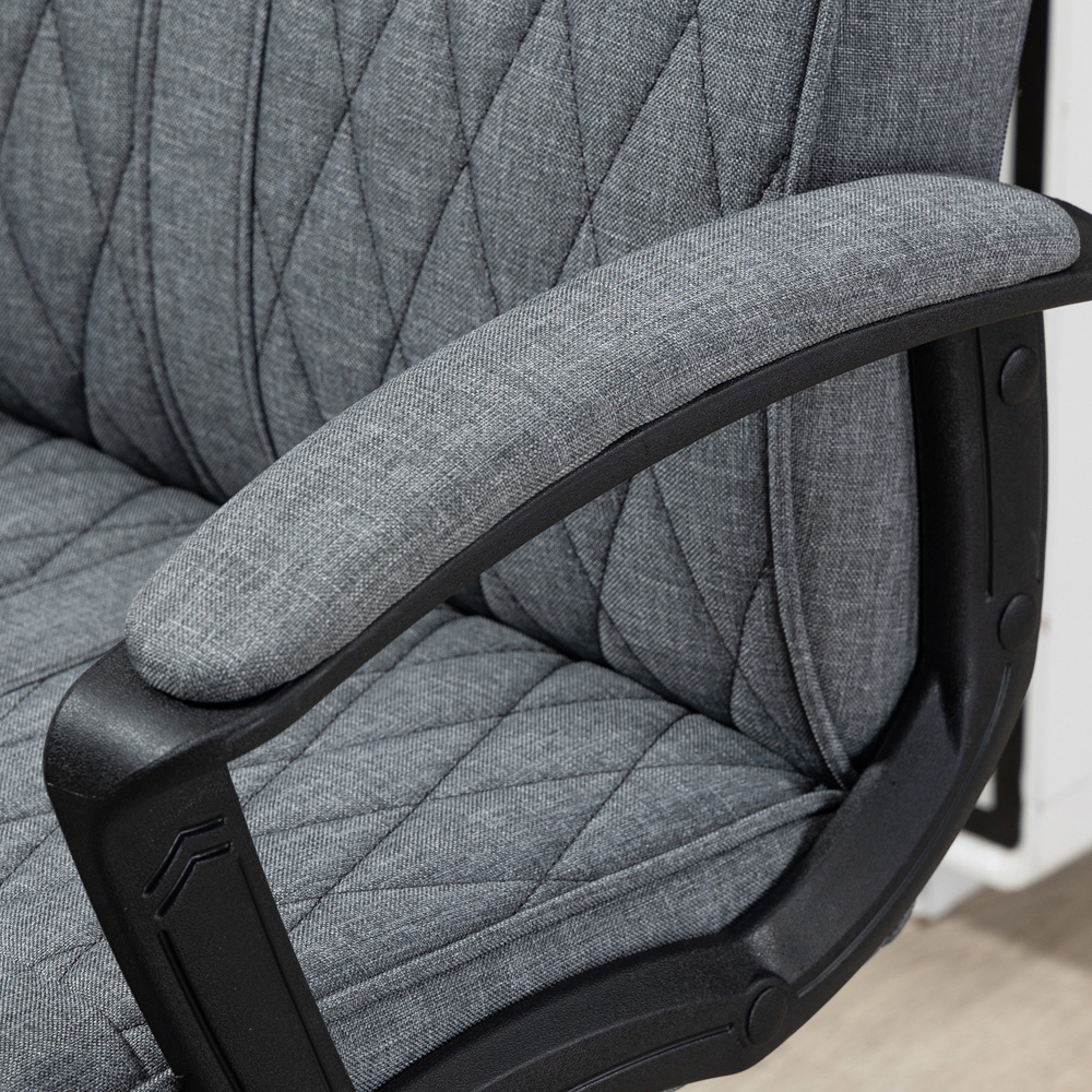 Portland Dark Grey Linen Swivel Office Chair Image 3