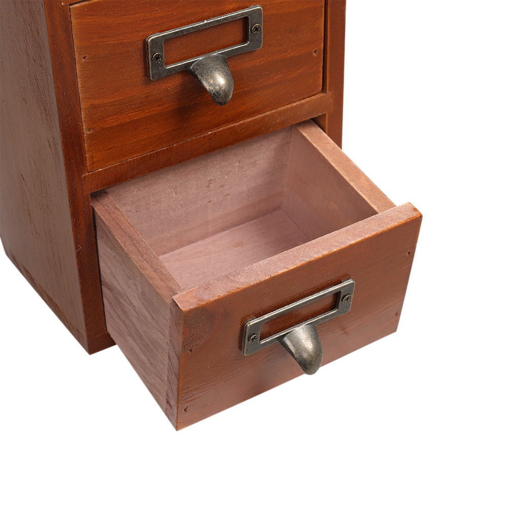 Living and Home Retro Wooden Desktop Drawer Organiser Box Image 4