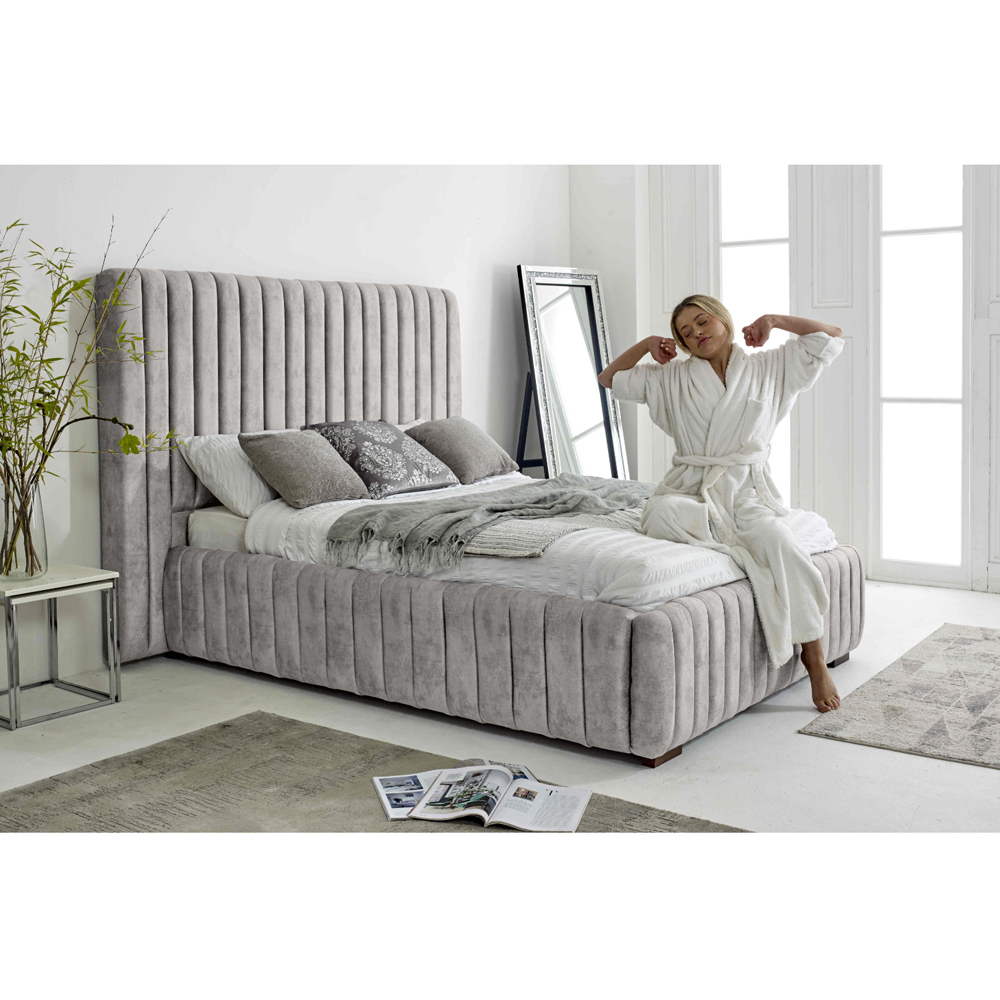 Eleganza The Elite Super King Size Silver Oakland Fabric Bed Frame with Headboard and Footboard Image 5