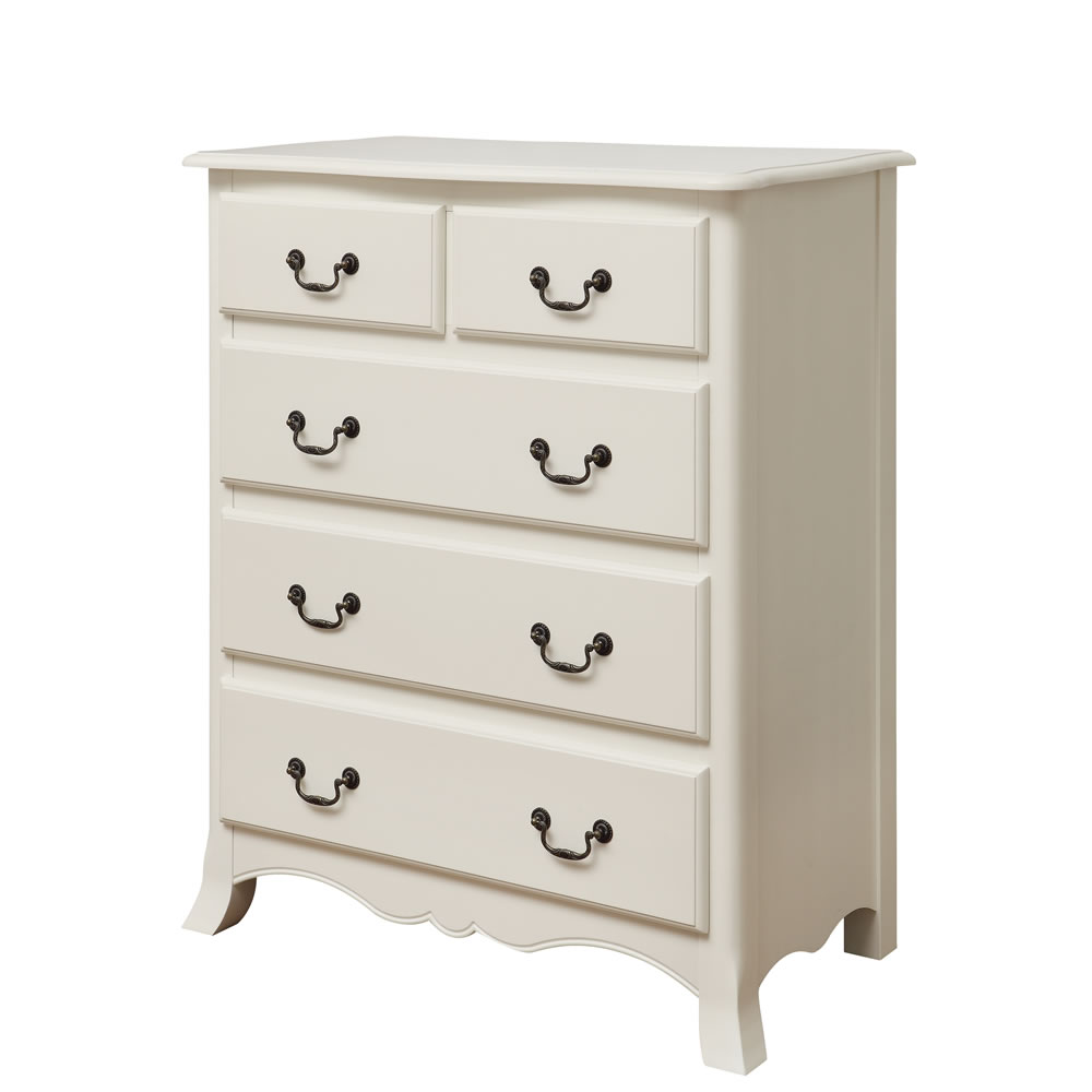 Chantilly Antique White 3 + 2 Drawer Chest of     Drawers Image 1