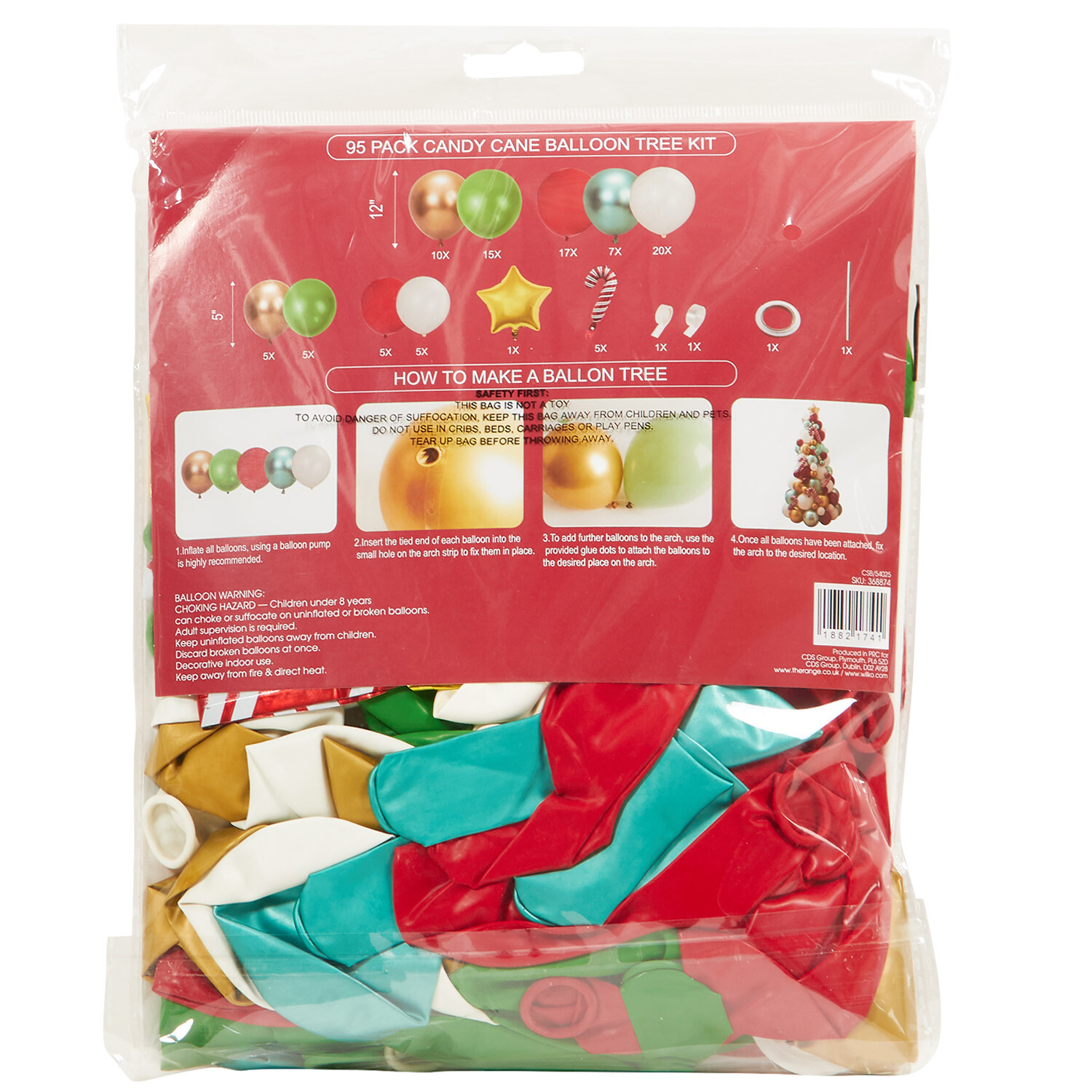Candy Cane Balloon Tree - Multicolour Image 2