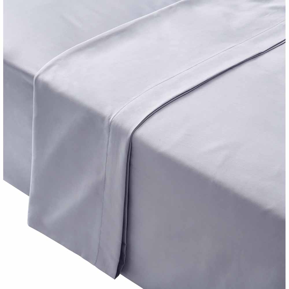 Wilko Best 100% Egyptian Cotton Grey Double Flat Sheet Image 1