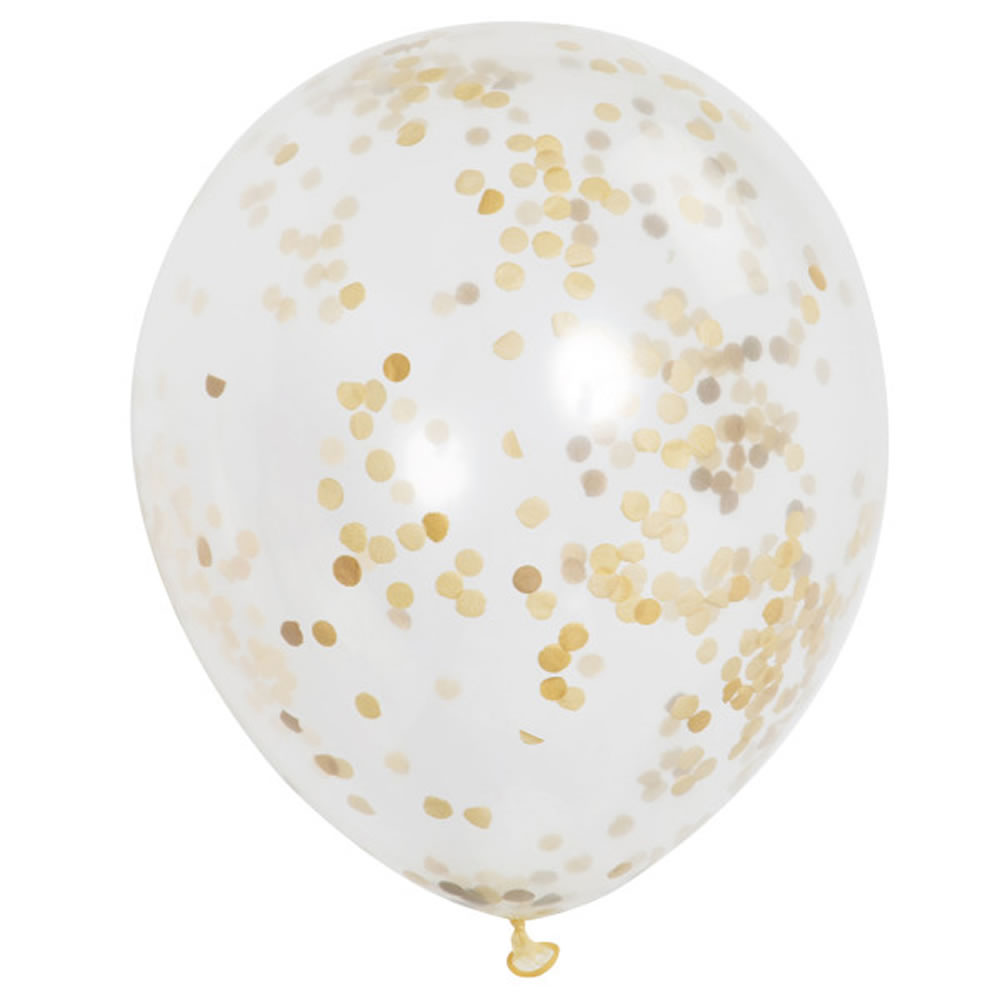 Wilko Gold Confetti Balloons 6 pack Image 2
