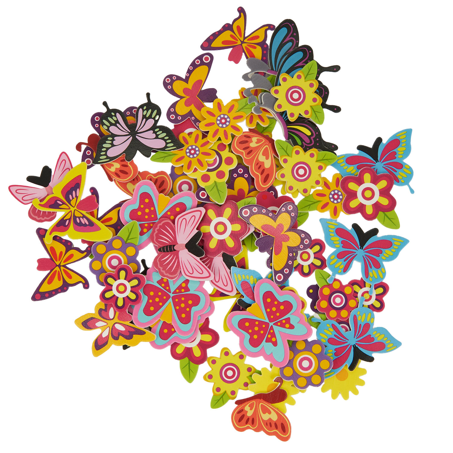 Pack of 80 Butterfly and Flower Foam Stickers - Multicolour Image 4
