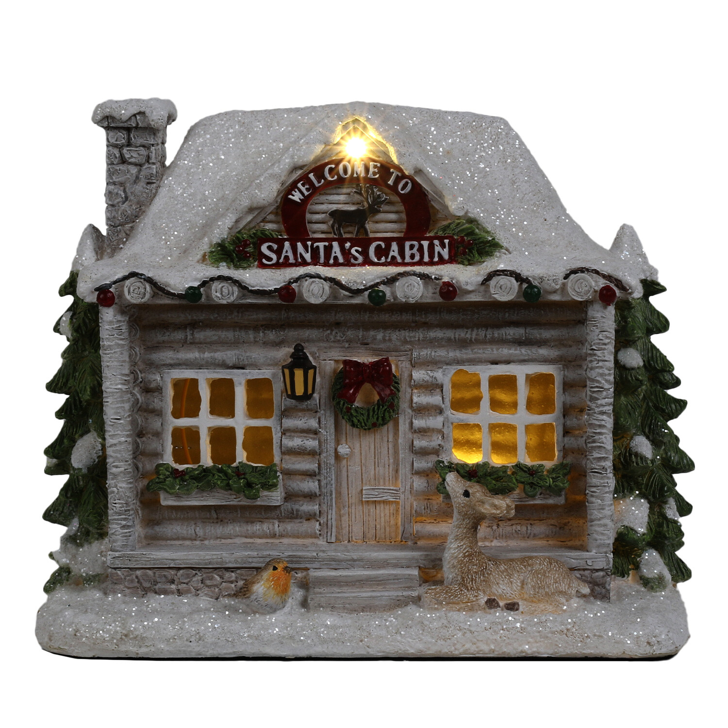 Santa's Cabin with LEDs - White Image 2