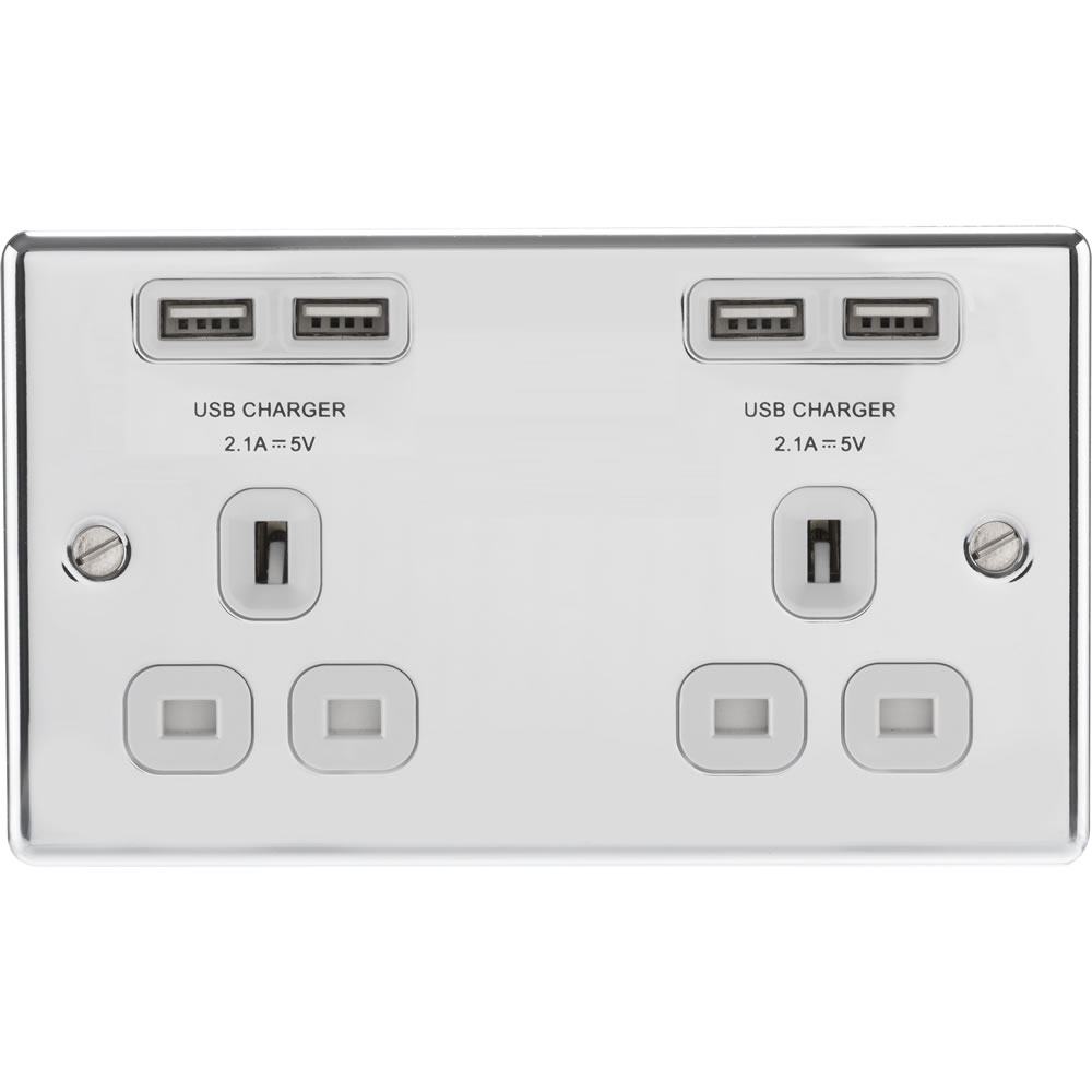 British General 4.2 Amp Chrome USB Double Socket Image