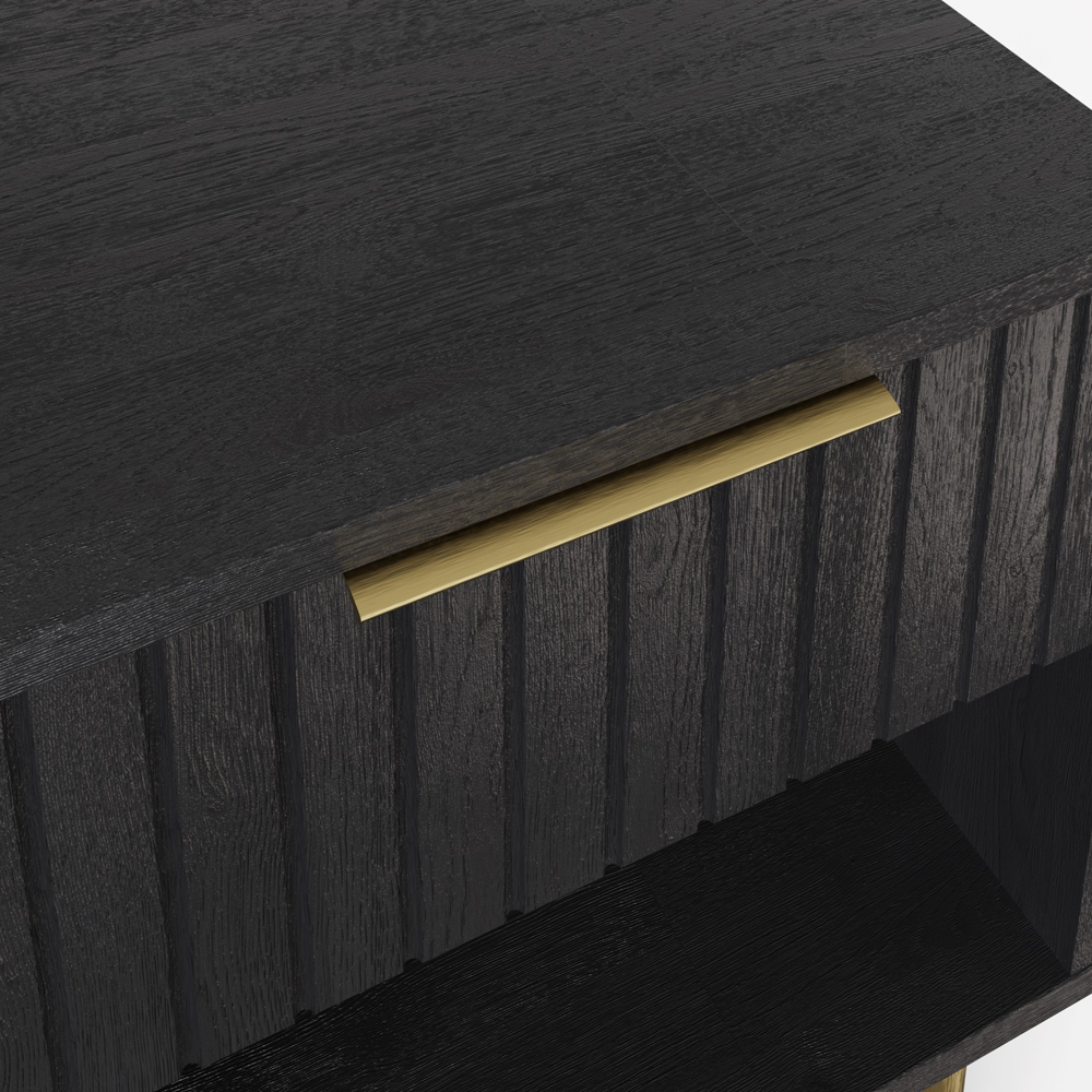 GFW Nervata Single Drawer Single Shelf Black Lamp Table Image 6