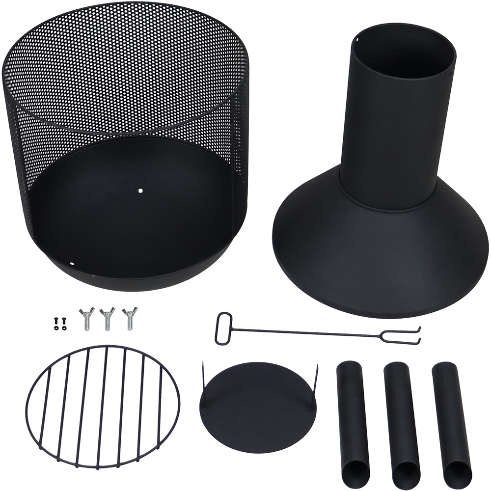 Charles Bentley Snug Palma Black Round Steel Modern Patio Heater Chimenea Image 6