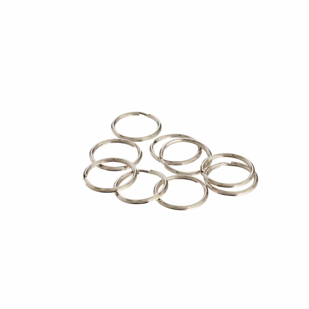 Wilko 25mm Nickel Plated Split Ring 10 Pack Our split rings are ideal for replacing bent or worn-out key rings. These nickel-plated finish split rings are made from steel. They are also great if you want to organise your key rings. The pack contains ten split rings. Size: 25mm. Wilko 25mm Nickel Plated Split Ring 10 Pack
