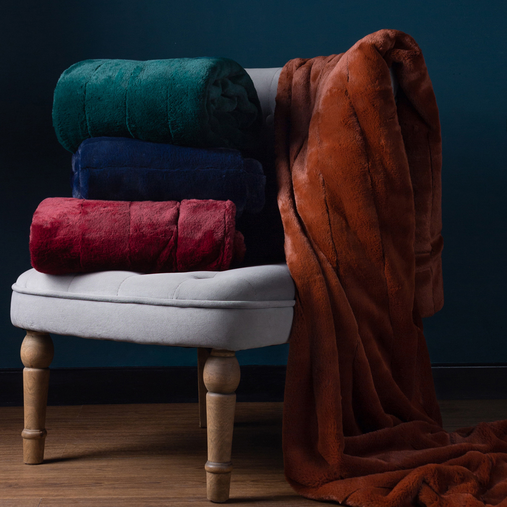 Paoletti Empress Rust Faux Fur Throw 130 x 180cm Image 5