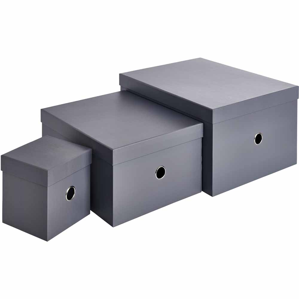Wilko Grey Storage Boxes 3 Pack Image 4