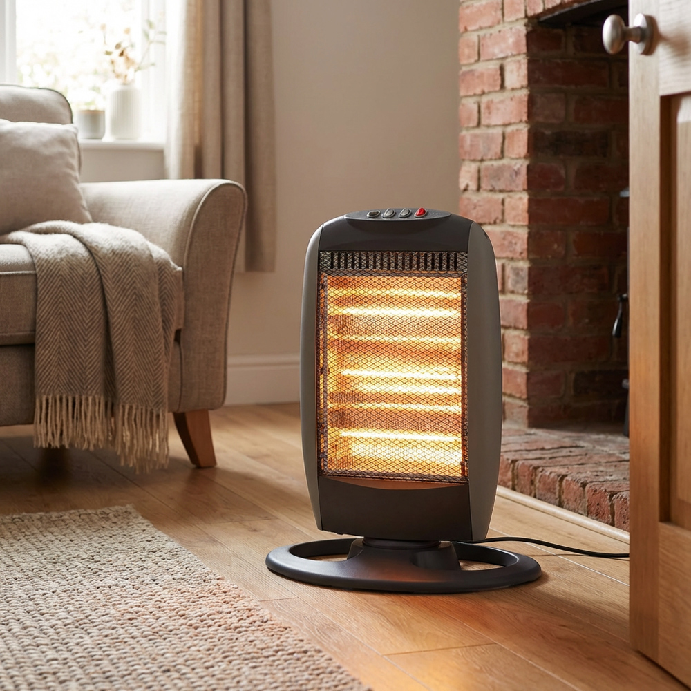 Black Halogen Heater 1200W Image 3