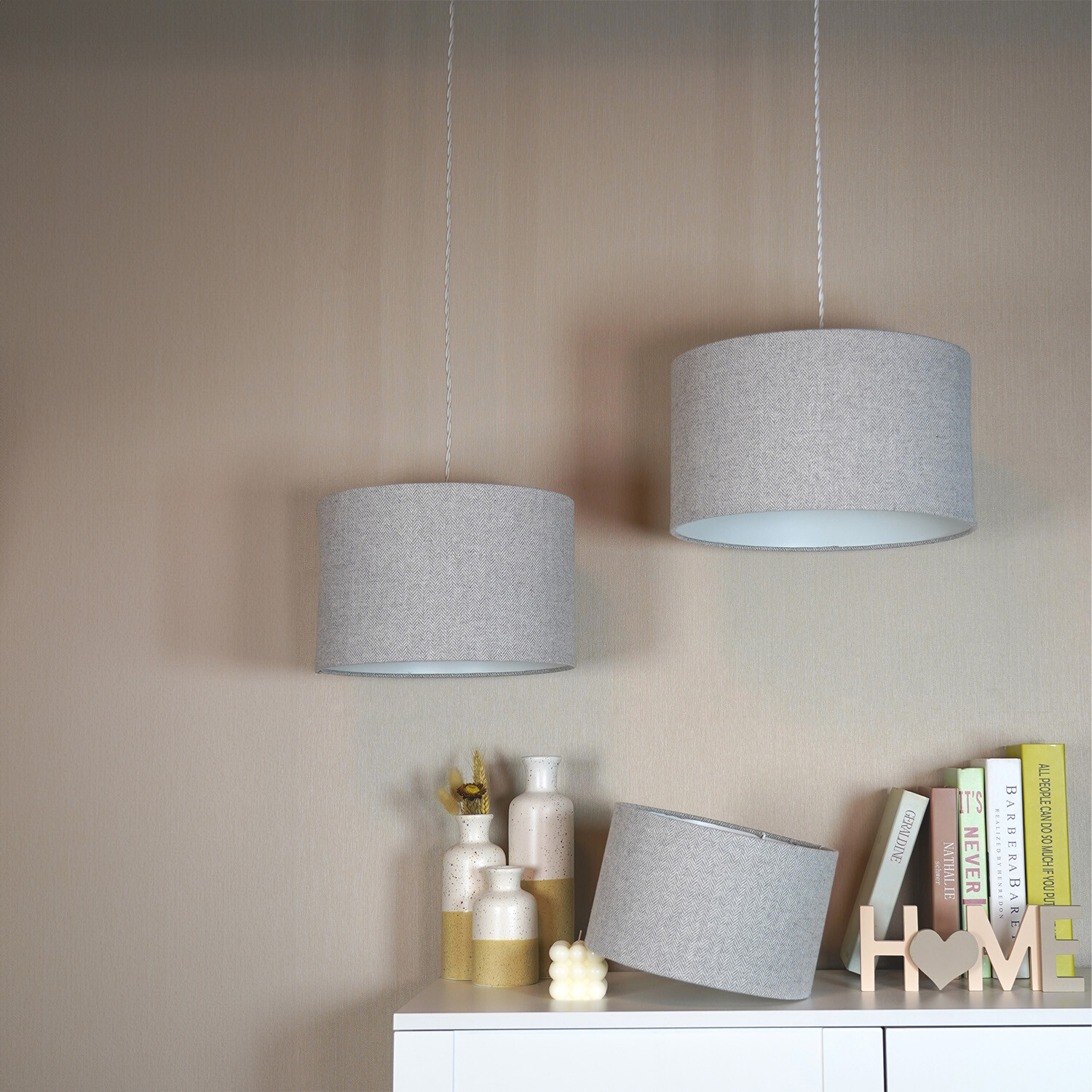 Woven Drum Shade - Grey / 30cm Image 4