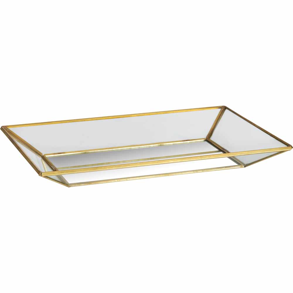 Wilko Mirrored Metal and Glass Tray Image 2