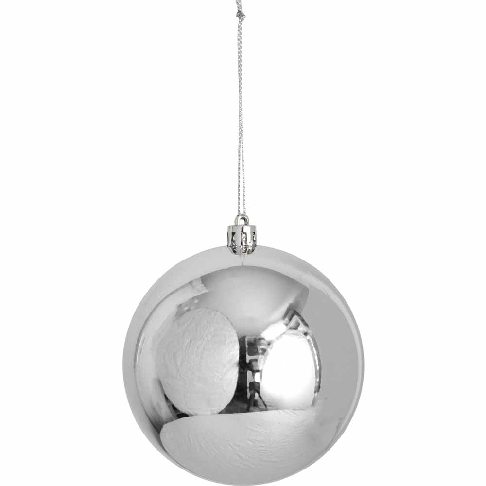 Wilko Large Glitters Silver Christmas Baubles 7 Pack Image 8