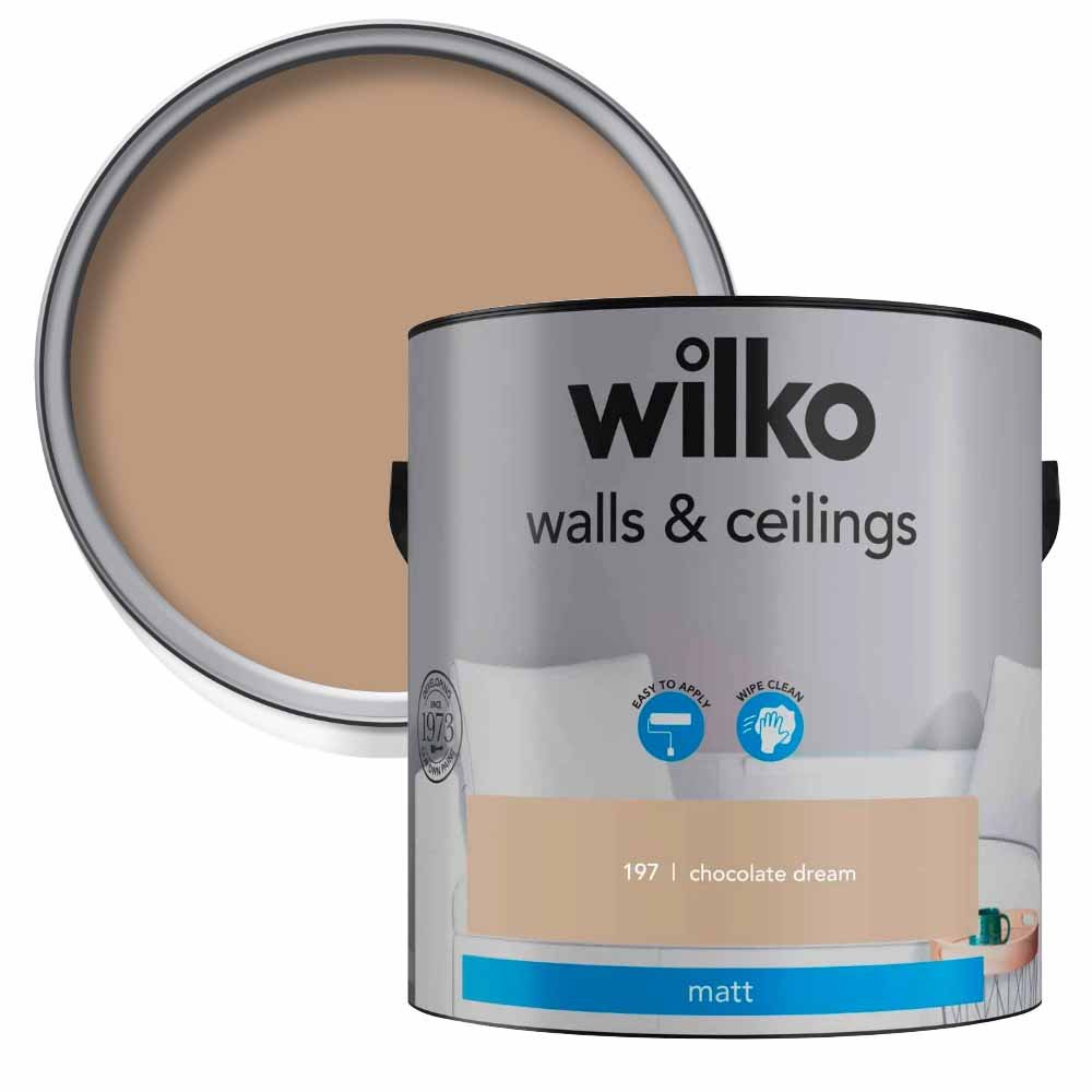 Wilko Walls & Ceilings Choc Dream Matt Emulsion Paint 2.5L Image 1