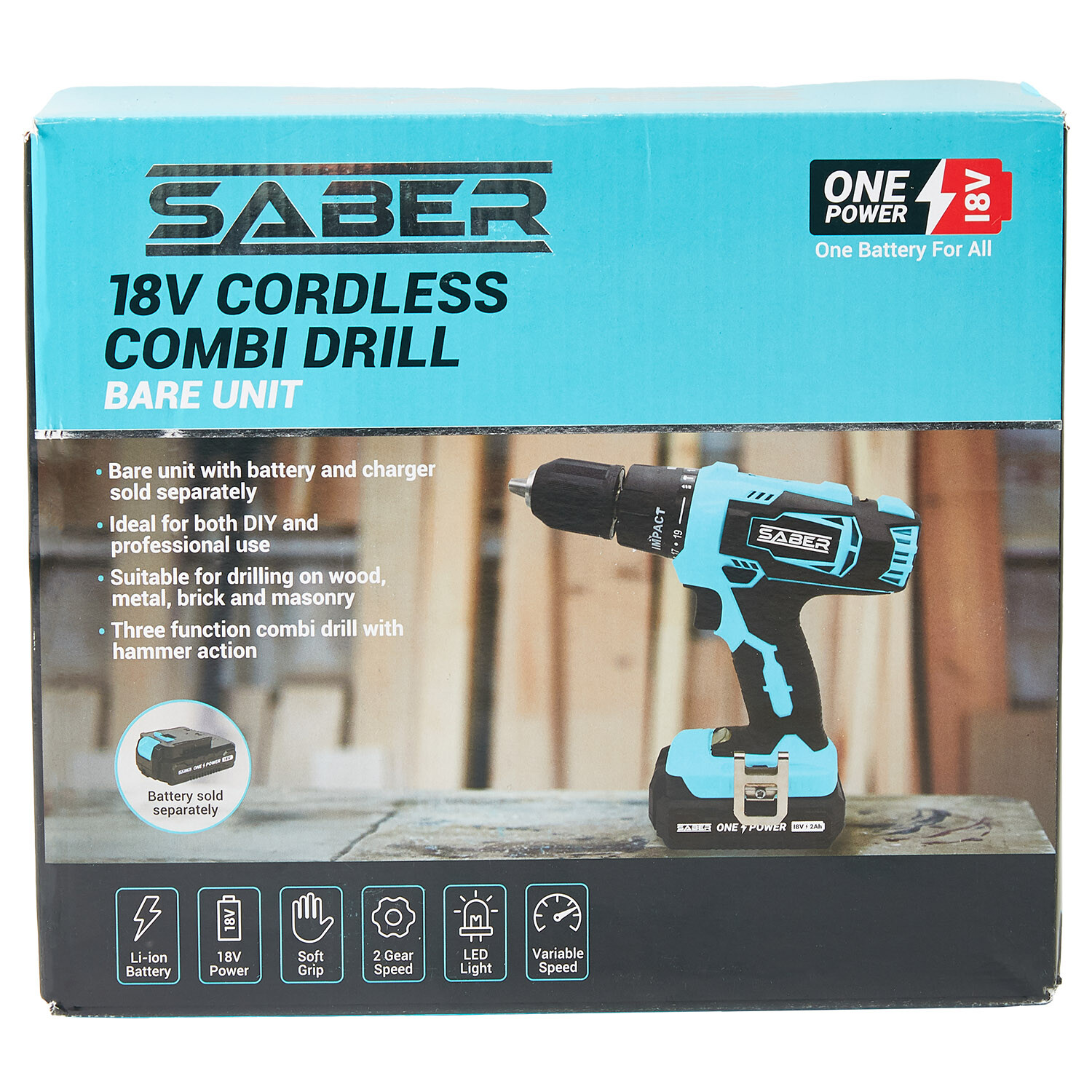Saber Combi Drill Bare Unit - Blue and Black Image 3