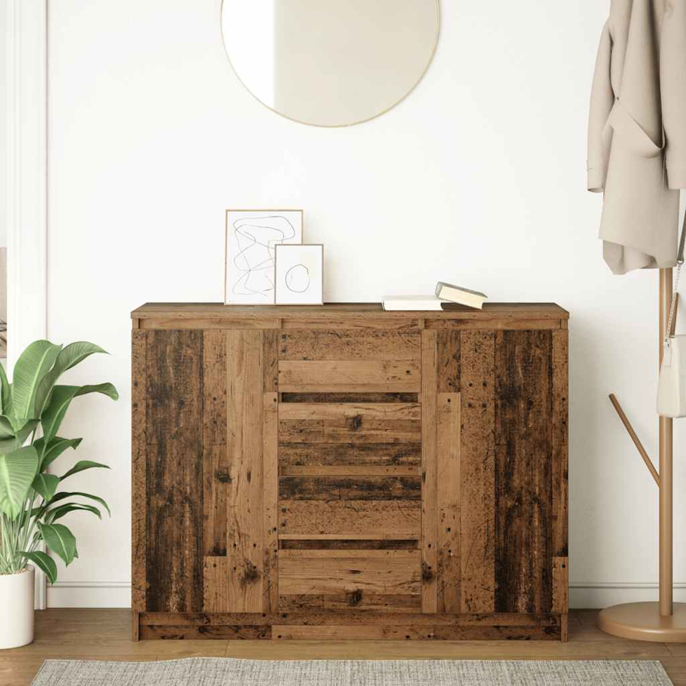 vidaXL 2 Door 4 Drawer Old Wood Sideboard Image 9