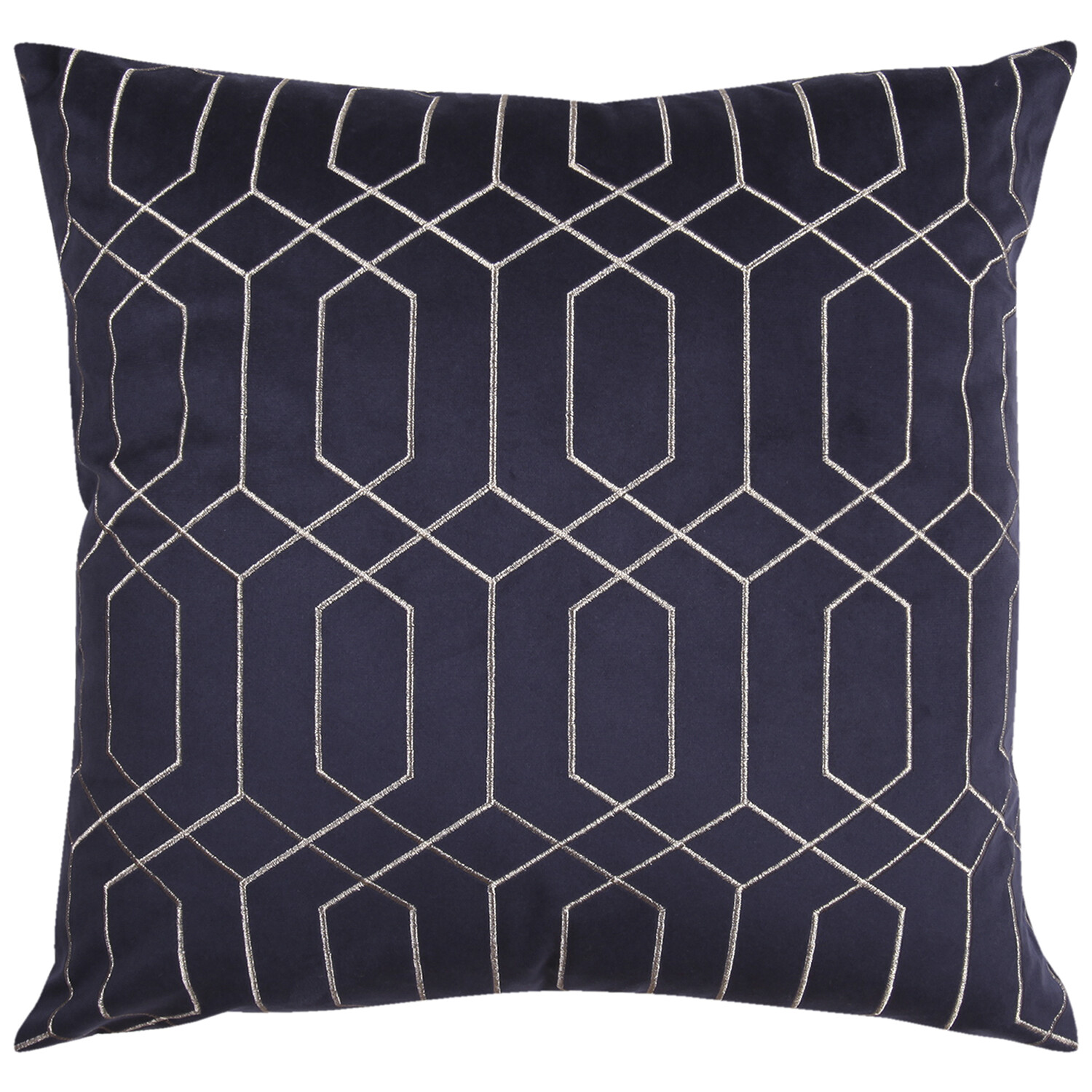 Divante Hampton Navy and Gold Geometric Embroidered Cushion Image 1