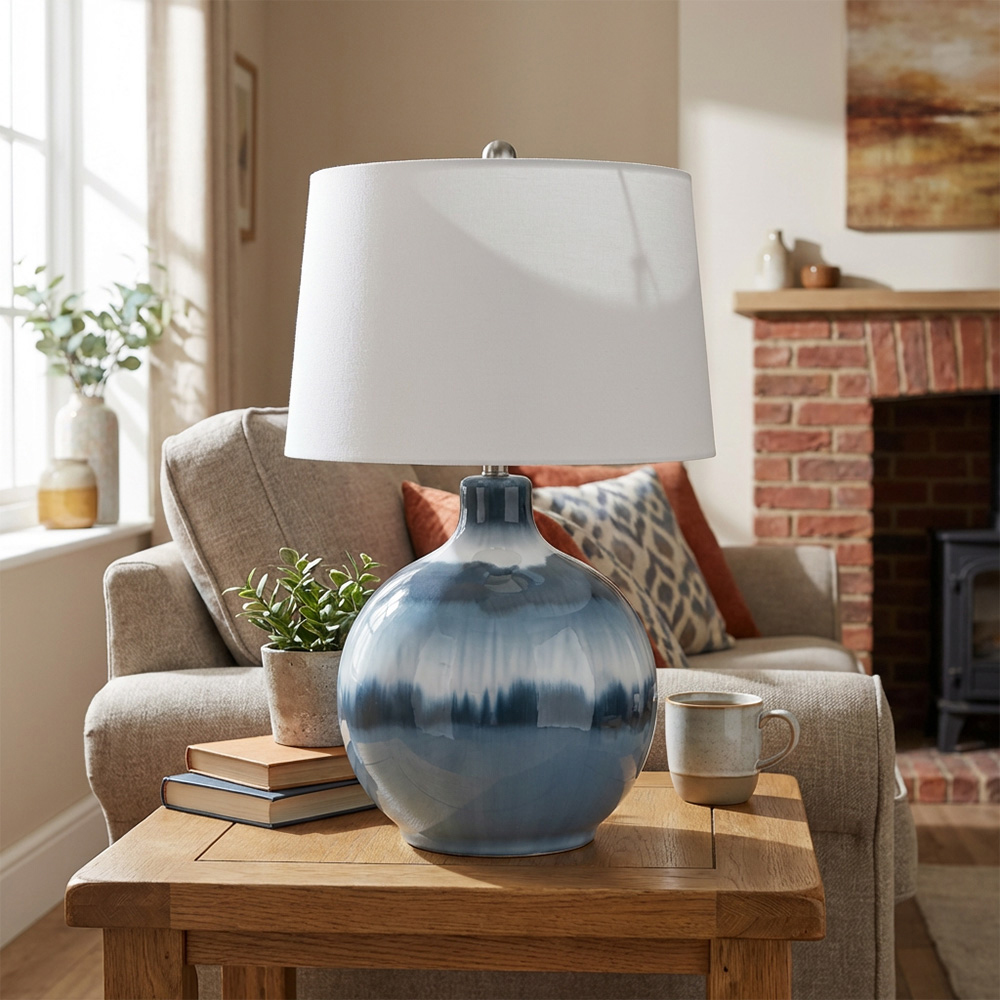 Pearl Table Lamp Blue and White Image 5