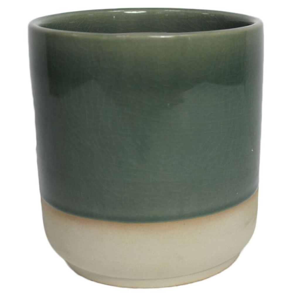 Wilko Crackle Plant Pot Dark Green 12x13cm Wilko