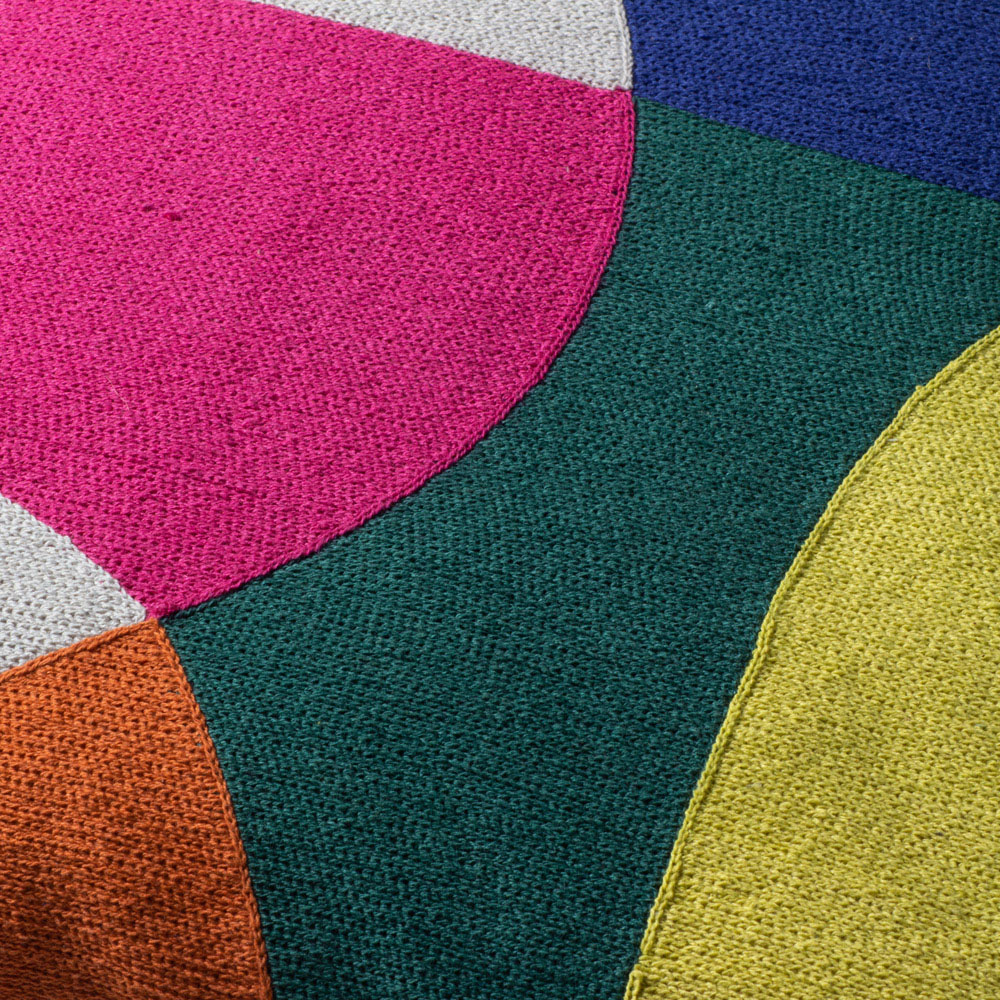 furn. Anjo Green Multicolour Geometric Crewel Cushion Image 5