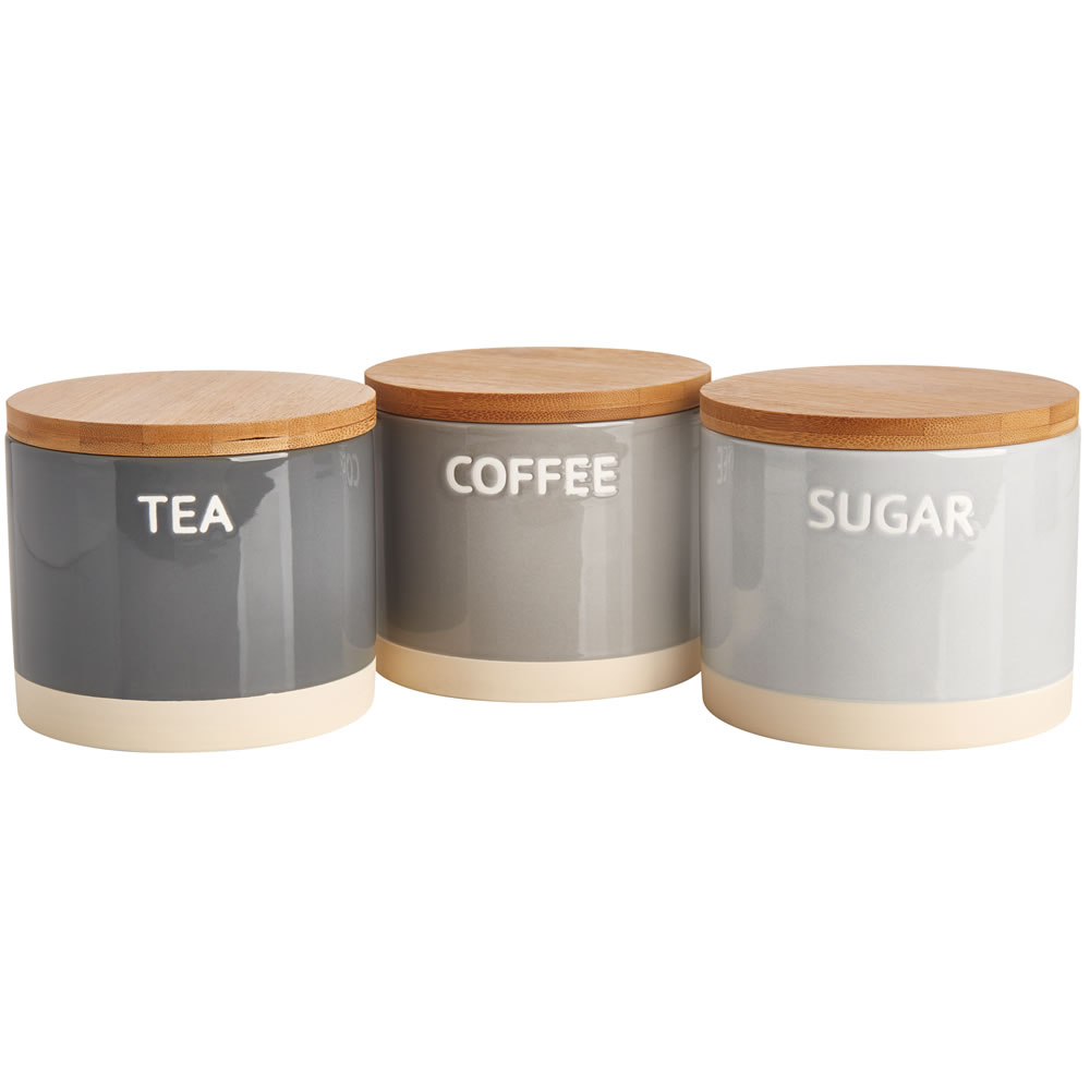 Wilko Set of 3 Grey Canisters Image 1
