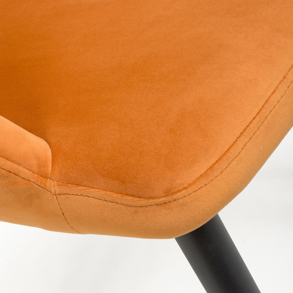 Nero Set of 2 Burnt Orange Brushed Velvet Dining Chair Image 4