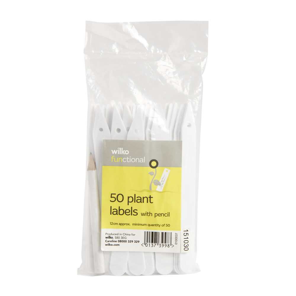 Wilko Plant Labels 12cm with Pencil 50pk Wilko