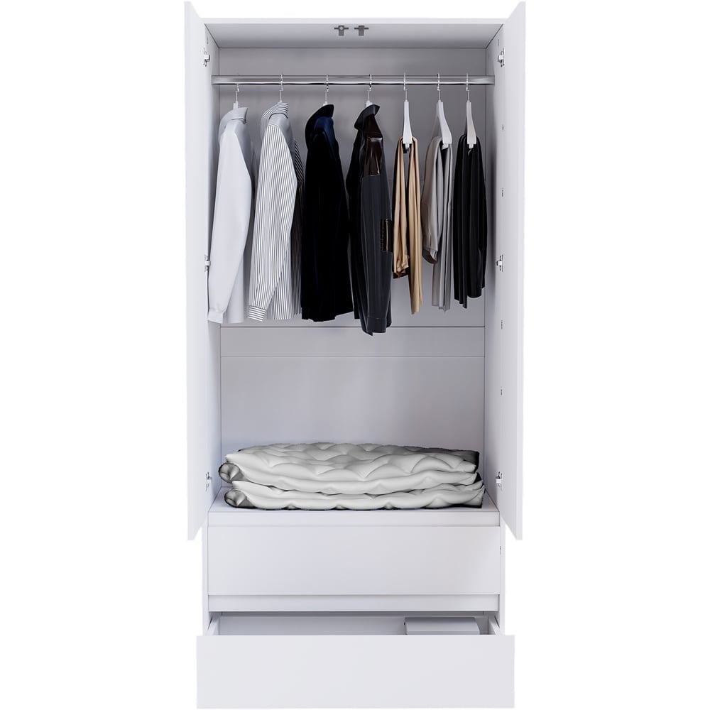 Vida Designs Denver 2 Door 2 Drawer White Wardrobe Image 4