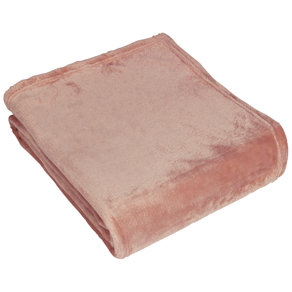 furn. Harlow Blush Pink Fleece Throw 140 x 180cm Image 1
