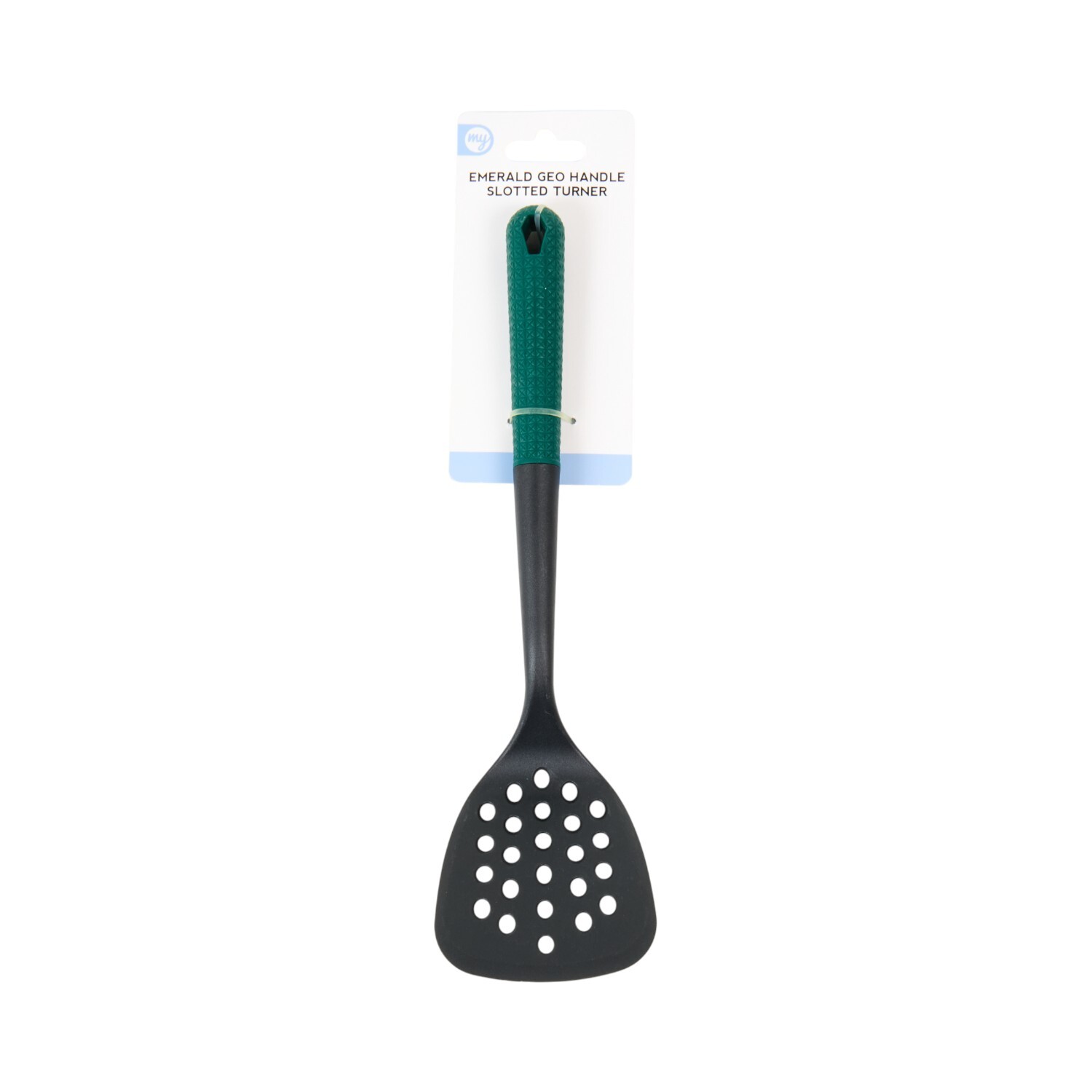 My Kitchen Emerald Geo Handle Slotted Turner Green Image 1