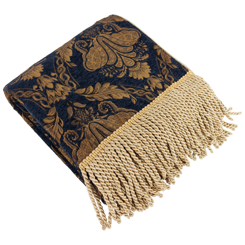 Paoletti Shiraz Navy Traditional Jacquard Throw 130 x 170cm Image 1