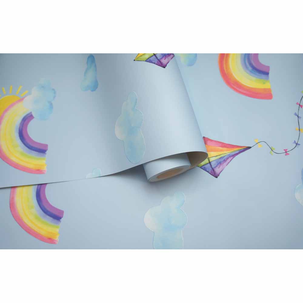 Rainbows & Flying Kites Blue Wallpaper Image 3
