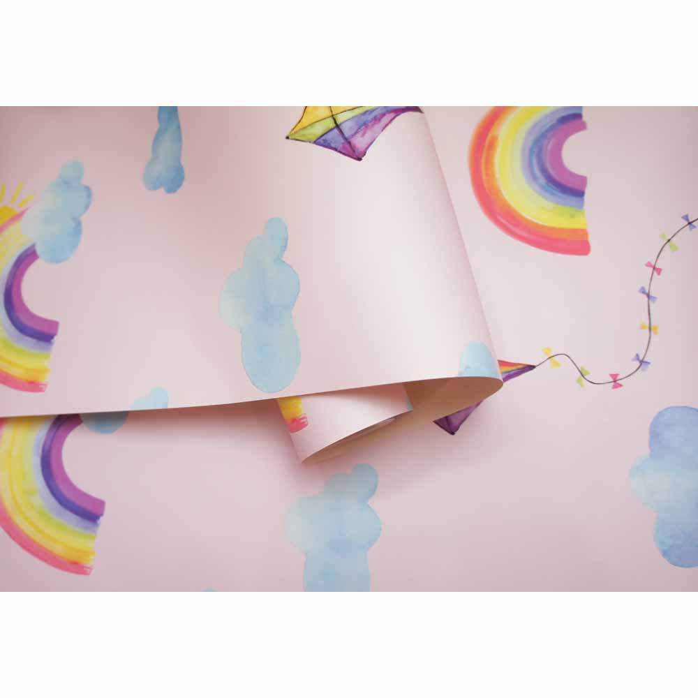 Rainbows & Flying Kites Pink Wallpaper Image 3